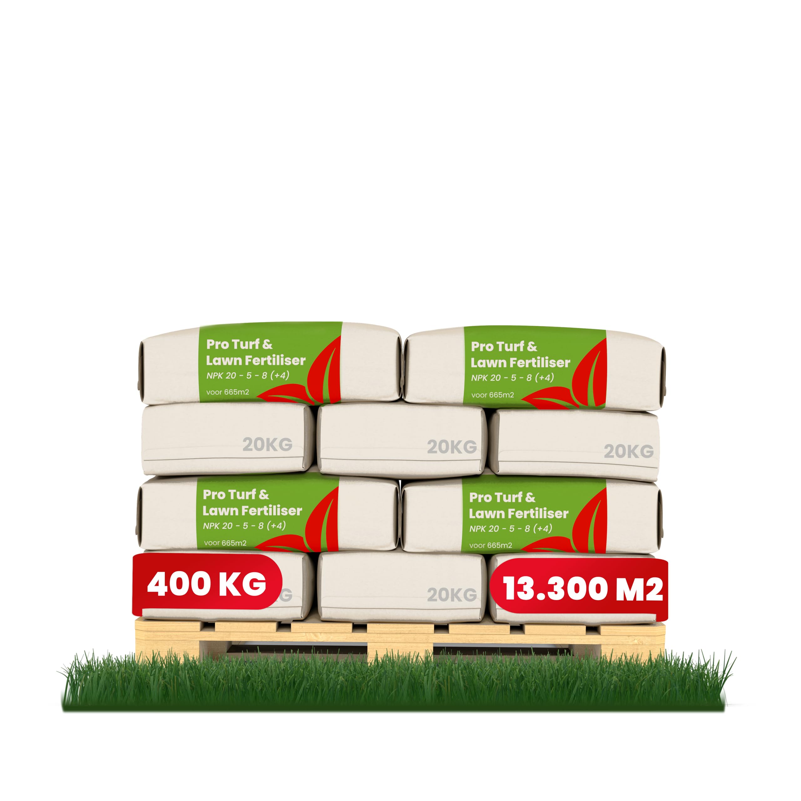 Nawóz Do Darni I Trawników Pro - 400kg = 13300m2 - NPK+Mg+S (20+5+8 +4 +9) | Specjalnie Do Dużych Trawników - Boiska Sportowe I Pola Golfowe - Stopniowe Uwalnianie - Organifer