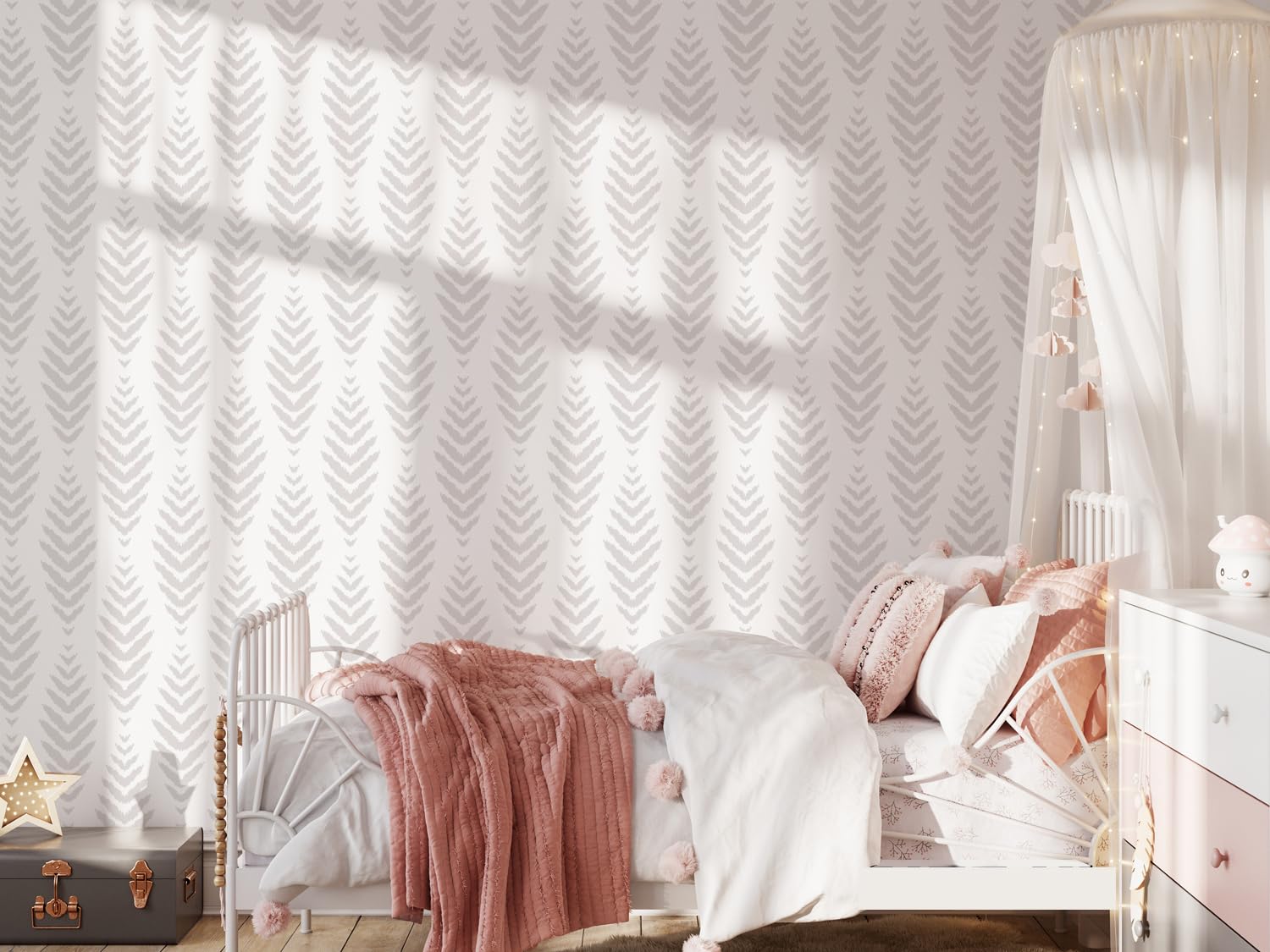 Pochoir de décoration murale avec plumes bohèmes, grand format (54 x 77 cm) - Peinture sur mesure pour papier peint à l'aide de pochoirs, peinture pour chambre d'enfant et chambre d'enfant, pochoir à