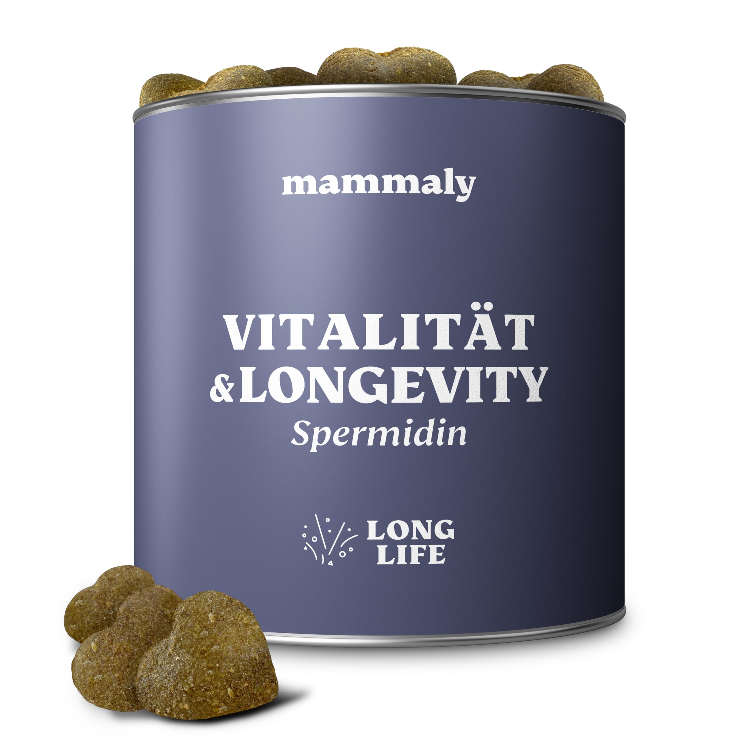 mammaly Long Life® Zellpower-Komplex für Hunde mit Taurin (120 Snacks) | Reicht ≈60 Tage - für Alterung & Vitalität - ohne Huhn - mit Naturmoor, Kokosfett - mit Tierärzten entwickelt