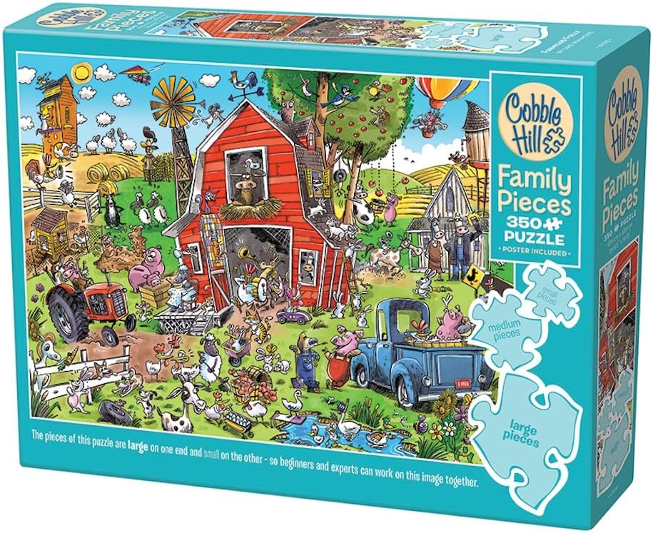 Cobble Hill Family Piece's 350 Puzzle - Farmyard Folly - Sample Poster Included