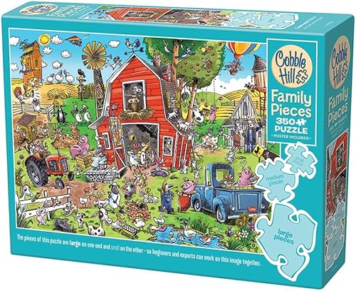Cobble Hill Family Piece's 350 Puzzle  Farmyard Folly  Póster de muestra incluido