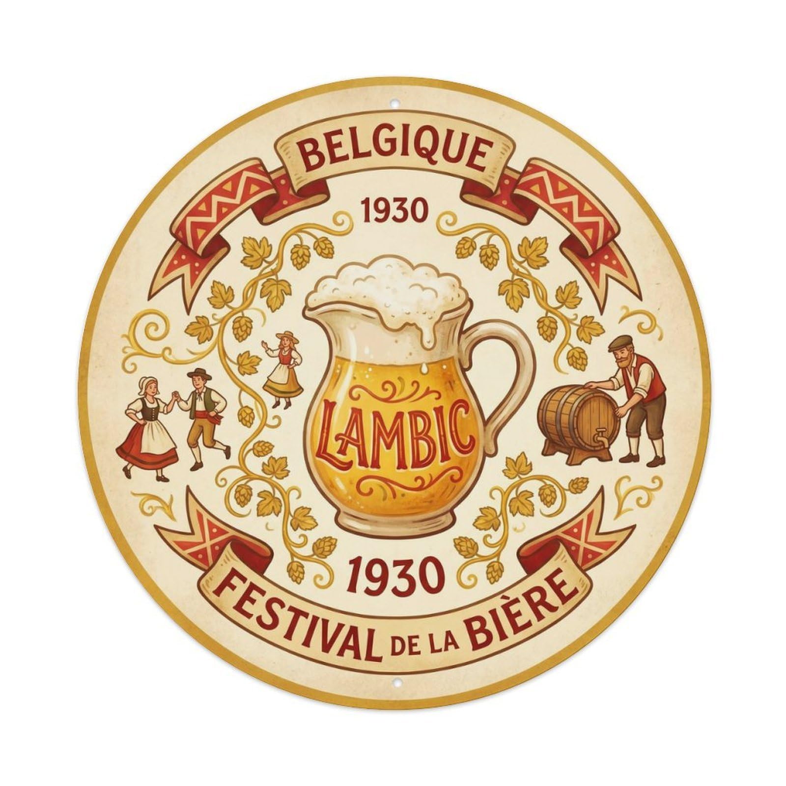 Lambic Sour Beer Wild Ferment Hall Retro Malt Roast Metal Tin Sign