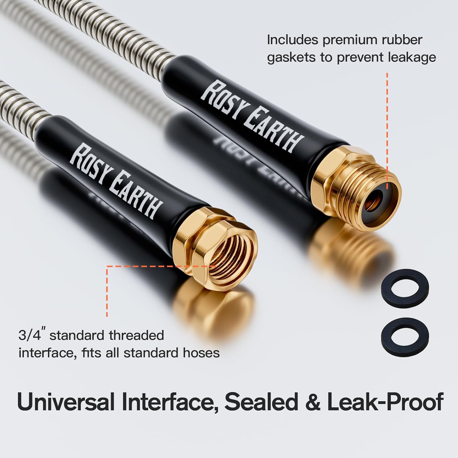 75ft Stainless Steel Garden Hose, Heavy Duty Metal Water Hose with 8 Functional Ultra-Wide Nozzle, No-Kink Outdoor Hoses Flexible Tough Water Hose Sprayer for Yard, RV