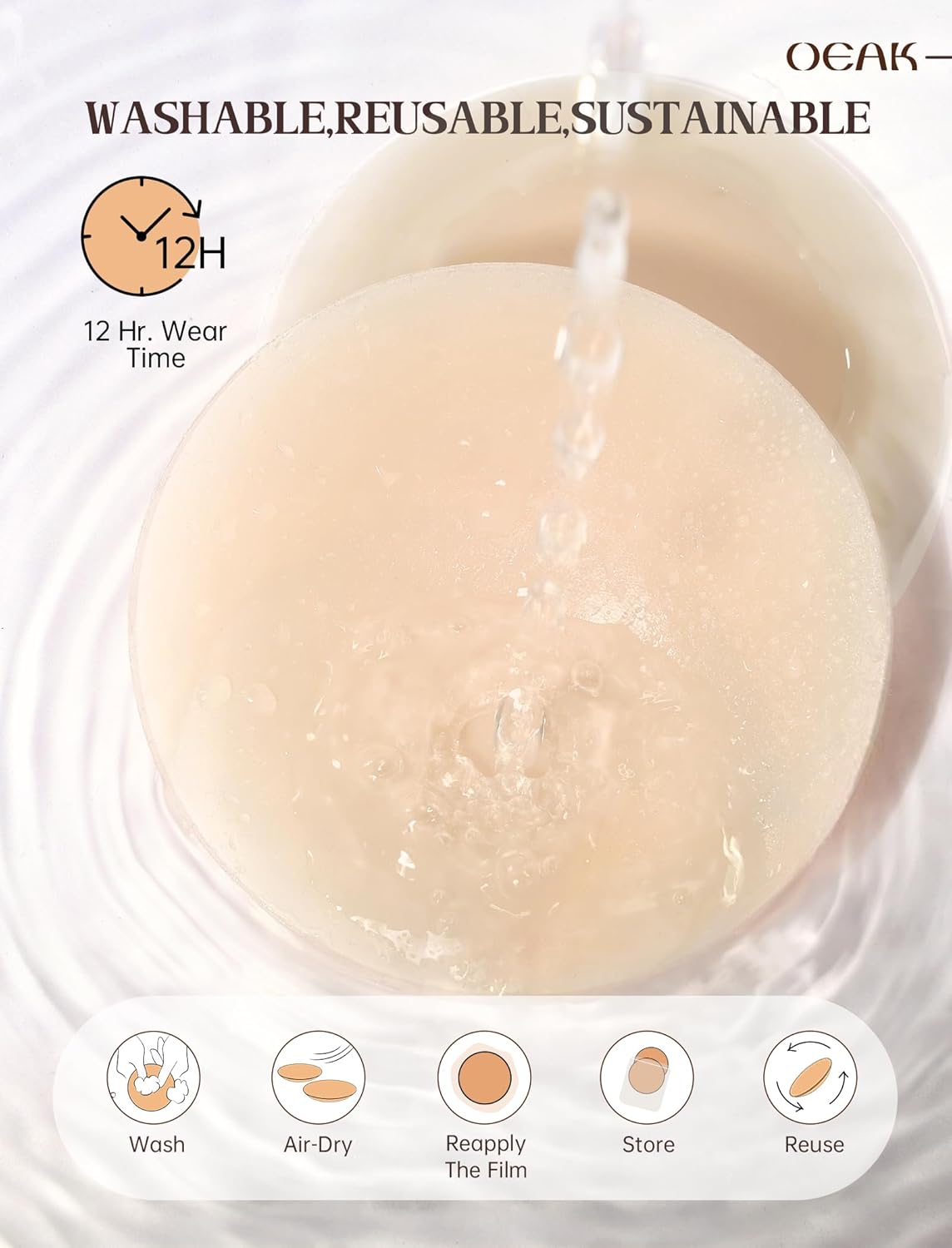 OEAK Women Nipple Covers Sticky Boobs Adhesive Silicone Bra Reusable Pasties Invisible Breast Petals A-DD - Image 5