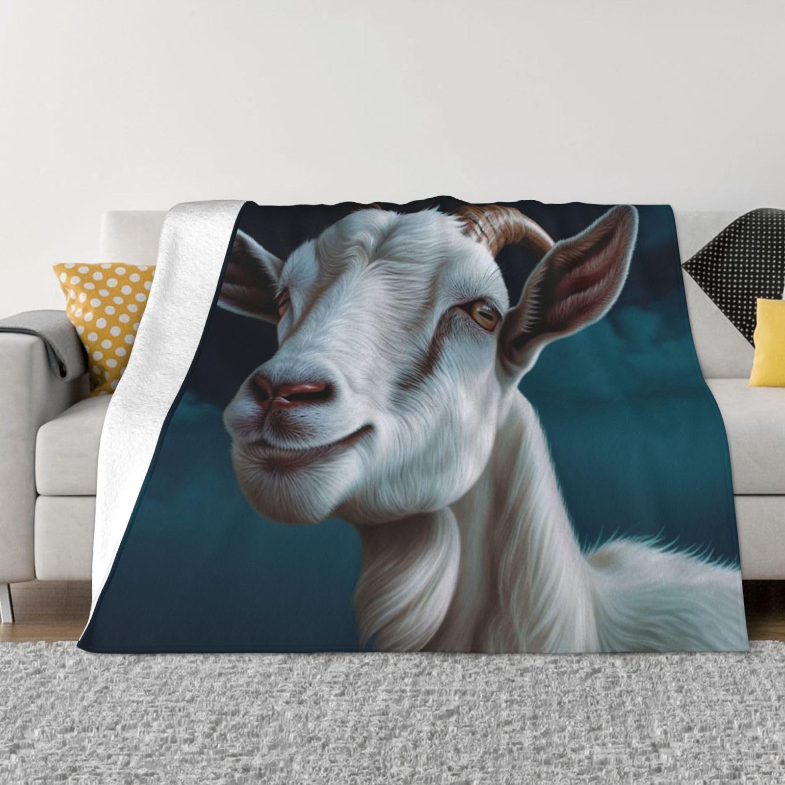 FodPand Goat Fleece Blanket 80"x60" Lightweight Warm Throw Blanket for Bed Couch Cozy Air Conditioning Quilt All Seasons Decorative Fuzzy Blankets Gifts for Women Men