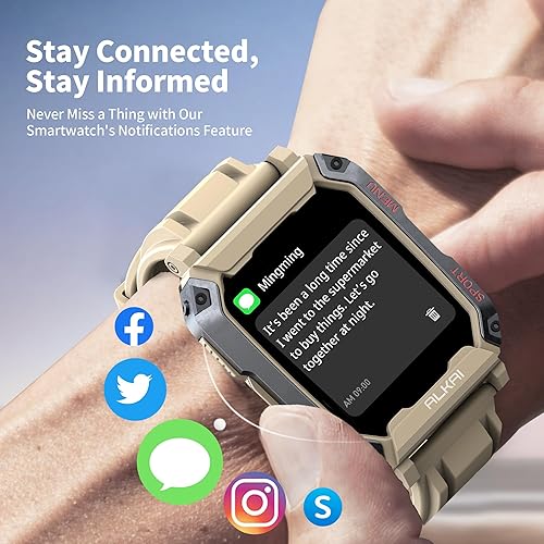 Miniatura 7 de ALKAI Reloj inteligente resistente y militar con llamada Bluetooth impermeable de 5 ATM (respuesta  llamadas de marcado) asistente de inteligencia