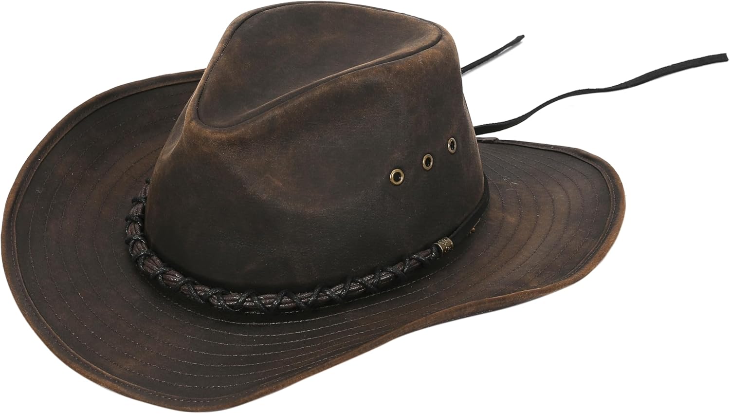 Bruneau Brown Classic Western Cowboy Hat - Outback Heritage Style, Wide Brim, Sun Protection, Distressed Wash, Unisex