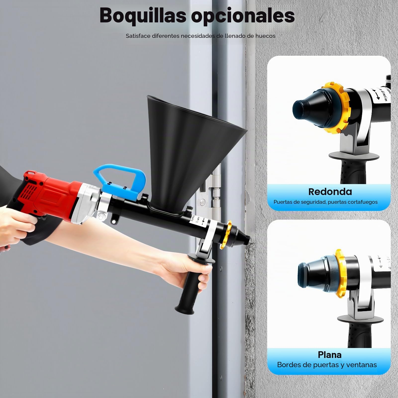 Pistola de lechada eléctrica, pistola pulverizadora de mortero eléctrica, pistola de mortero de cemento eléctrica, bomba de mortero + 2 boquillas, para aplicador de azulejos, herramienta eléctrica de