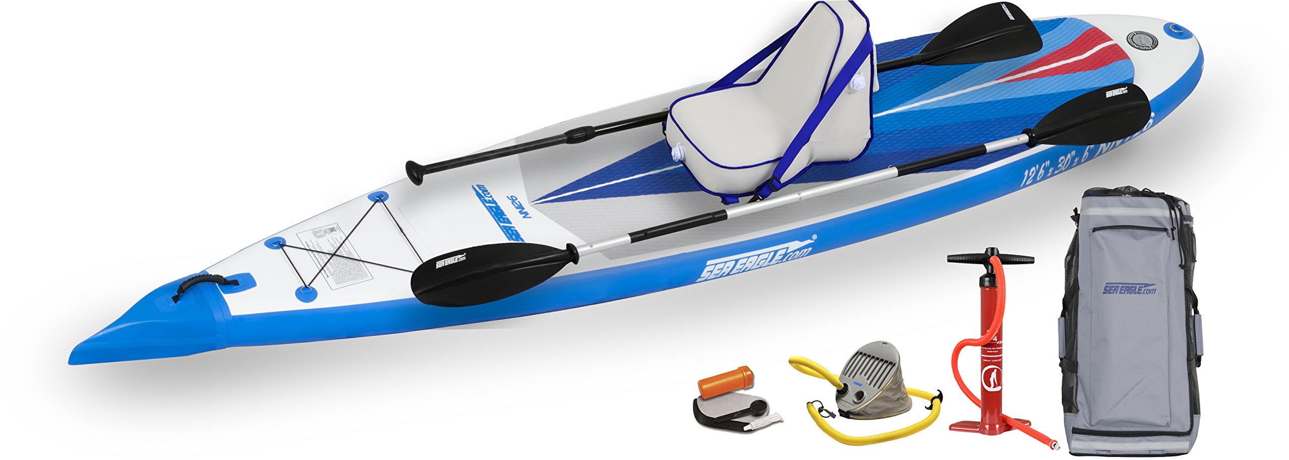 Sea EagleNeedleNose 12’6” Inflatable Lightweight High Pressure Drop Stitch Stand Up Paddle Board Patented Wave Piercing Bow, with SUP Paddle, Pump, Slide in Skeg and Backpack