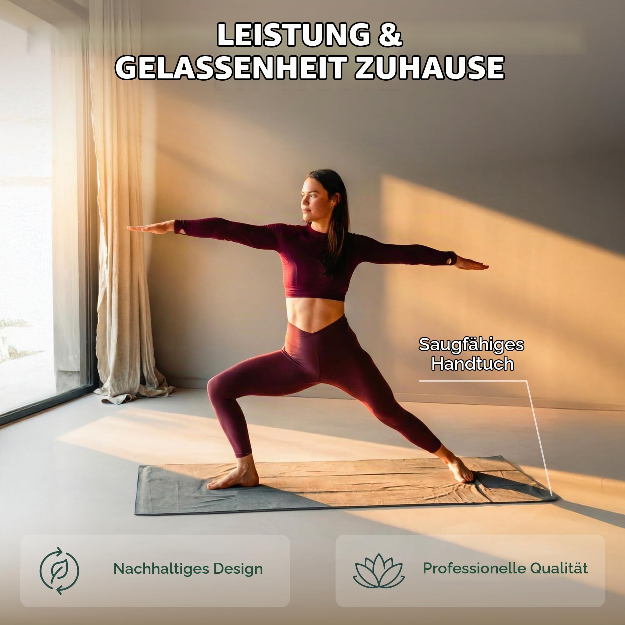 STAASH Yogamatte Set 4-teilig – rutschfest, Naturkautschuk 4,5 mm