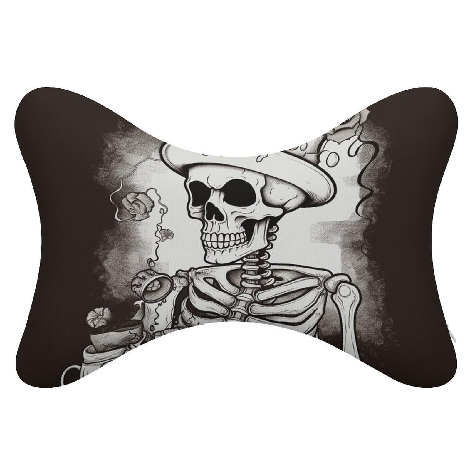 Adfgyerh Style Skeleton Chef Pillow ，Memory Foam Pillow Core，Cushion,Provide Neck Support，Car Pillows For Travel Car Seats And Home Offices.