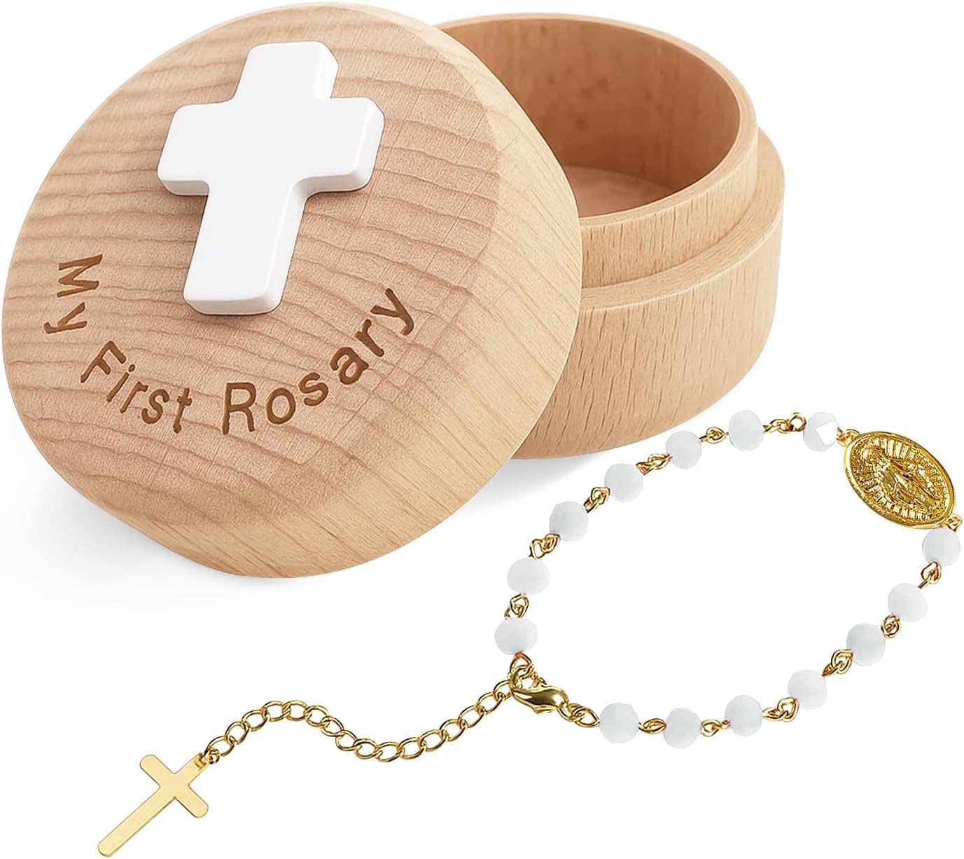 TBTFW My First Rosary, Baptism Rosary, Catholic First Communion, Used for The Baptism Ceremony of Newborns(Pink)