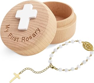 TBTFW My First Rosary, Baptism Rosary, Catholic First Communion Rosary, Used for The Baptism Ceremony of Newborns(White)