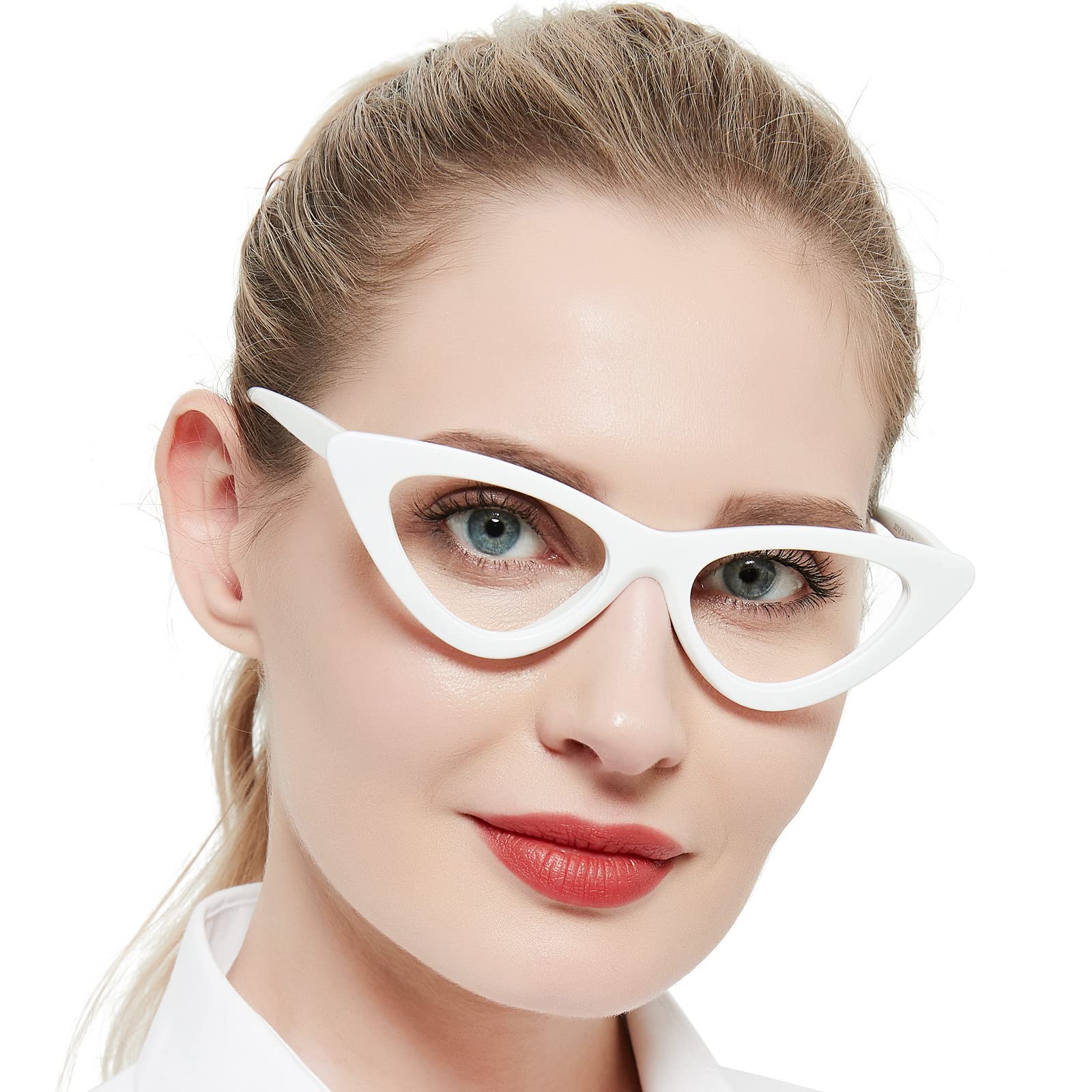 Cat Eye Blue Light Blocking Reading Glasses Women Filter UV Computer Readers 1.0 1.5 2.0 2.5 3.0 3.5 (White,2.50) Stylish White 2.5 x