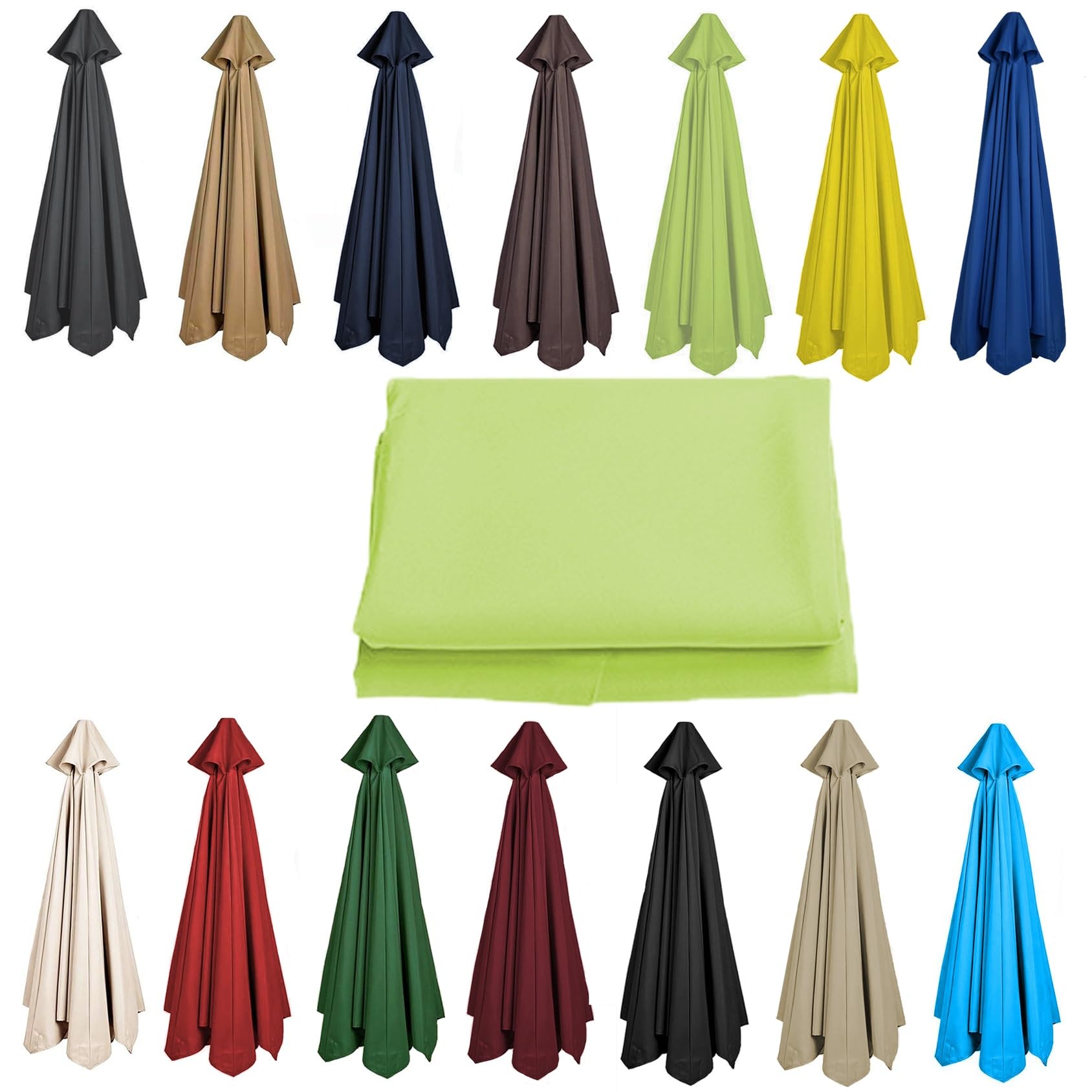 Cmjymx Grass Green 200Cm 2.7M 300Cm Umbrella Replacement Parasol Canopy, Uv50+, Waterproof, 6/8 Ribs Sun Umbrella Replacement Cloth Garden Canopy Cover Replacement Cover(Color:,Size:6 Ribs-2M(6.5Ft))
