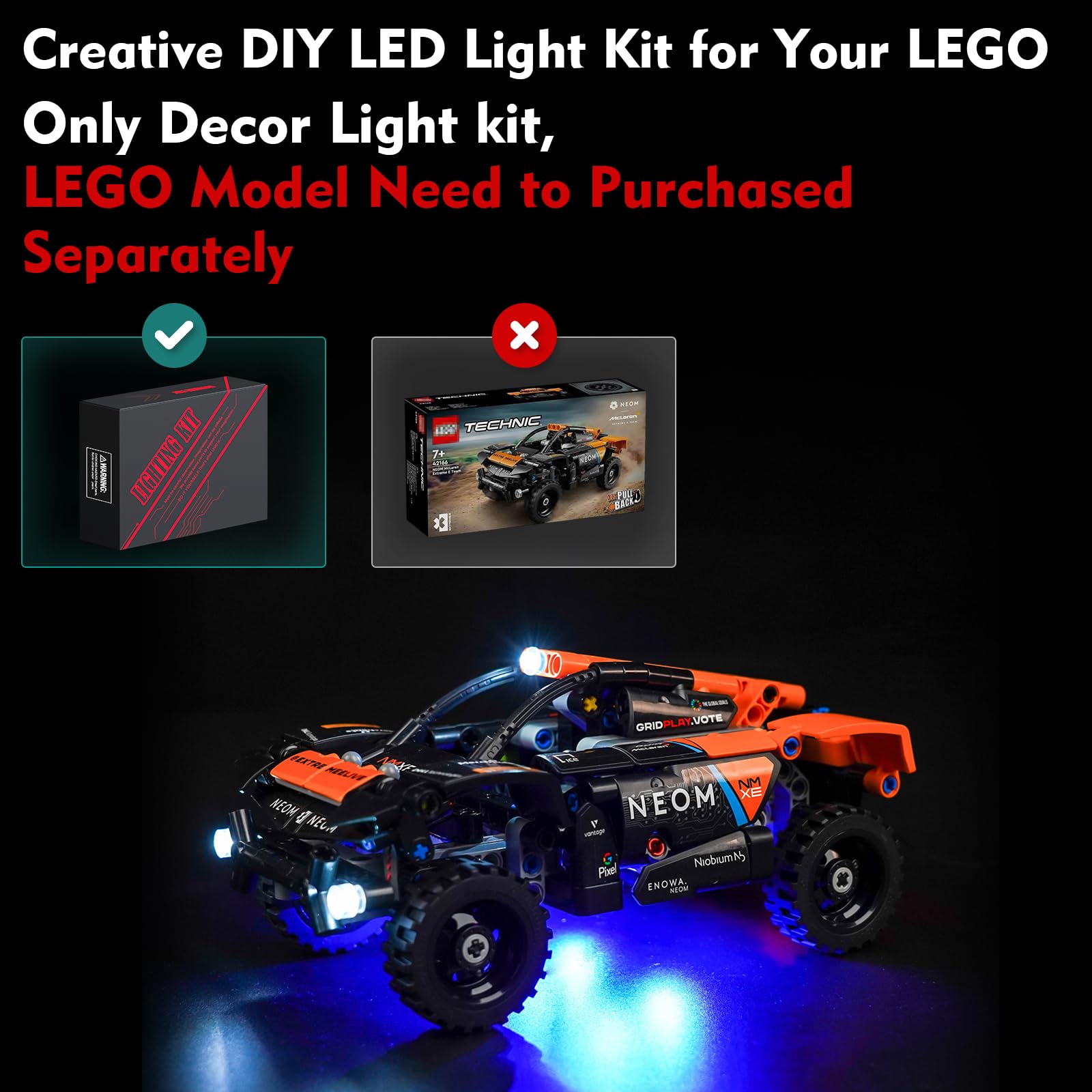 Light Kit for Lego NEOM McLaren Extreme E Race Car Lighting Set for Lego 42166 Technic NEOM McLaren Extreme E Race Car - Image 2