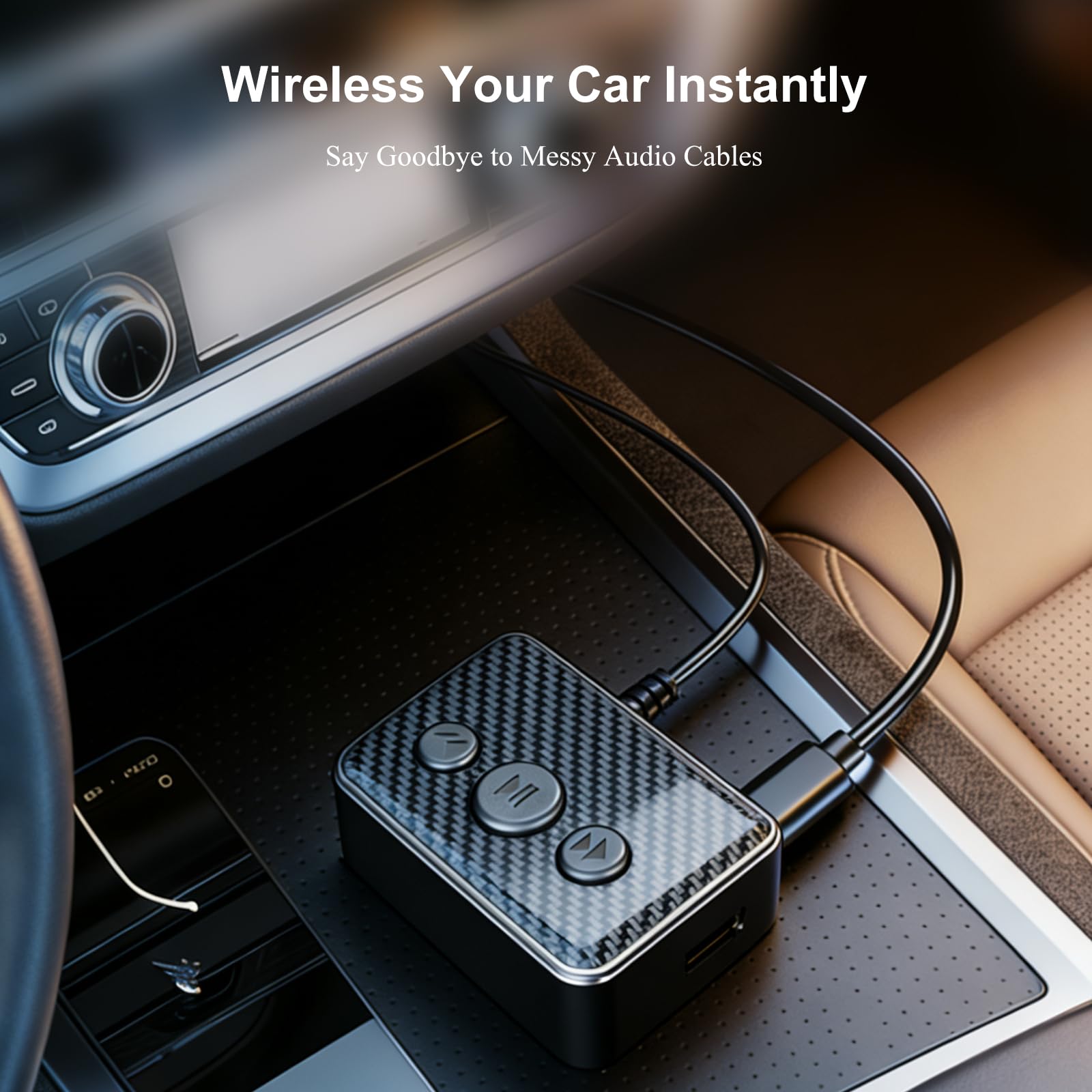 Adaptador Audio Bluetooth 6.0 Transmisor & Receptor 2-en-1,Bluetooth Adapter Receiver Transmitter,para Coche,TV,Altavoces & Cadena de Música con RCA,Cables AUX 3.5mm & RCA,Reproducción USB