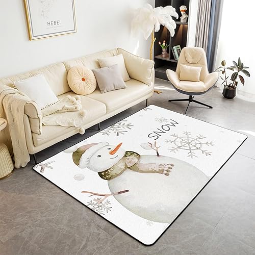 Erosebridal Bonita alfombra de muñeco de nieve de 5 x 7 pulgadas, con estampado de copos de nieve, tapete Kawaii de invierno para interiores, tapete