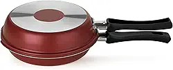 Multiflon, Frigideira Dupla, Aluminio Antiaderente, Vermelho, Linha Versátil, 18 Cm Resistente Durável e Saudável