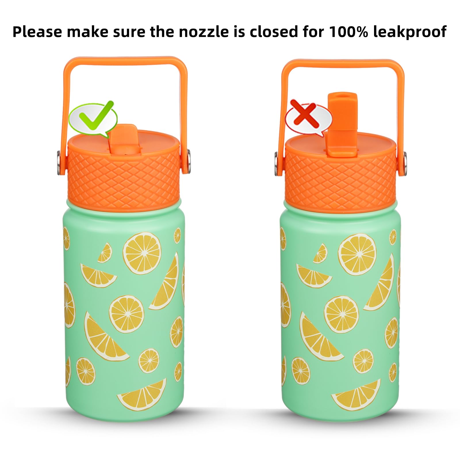 Amazon.com: BJPKPK Insulated Water Bottle with Straw Lid, 15 oz Stainless  Steel Metal Water Bottles, Reusable Leak Proof BPA Free Thermo, Flask, Cups  - Elegant Lemon: Home & Kitchen
