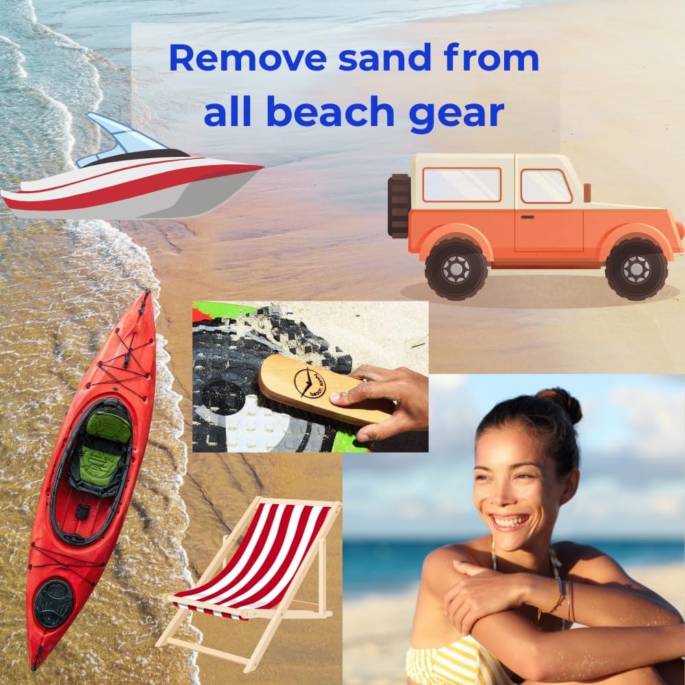 Sand Remover Brush for Beach, 2-Pack Sand Off Brush for Feet & Gear, Beach Accessories, Travel Size Sand Cleaner, Ocean & Lake Essentials, Surf & Volleyball Gear