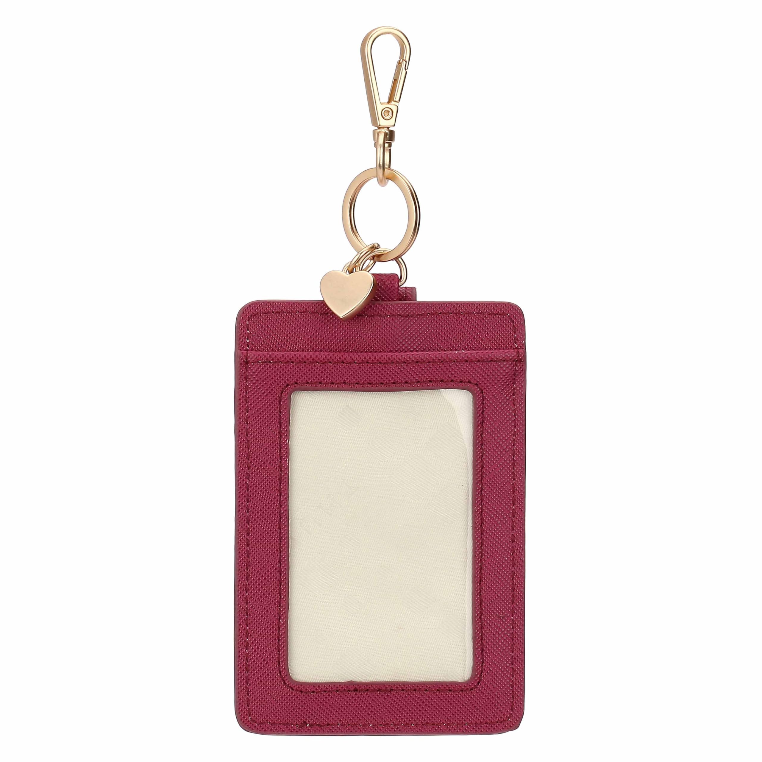 THUN - Porta carte cherry con gancio - ecopelle - Collezione Sempre con me - 15,8 x 3 x 9,5 cm