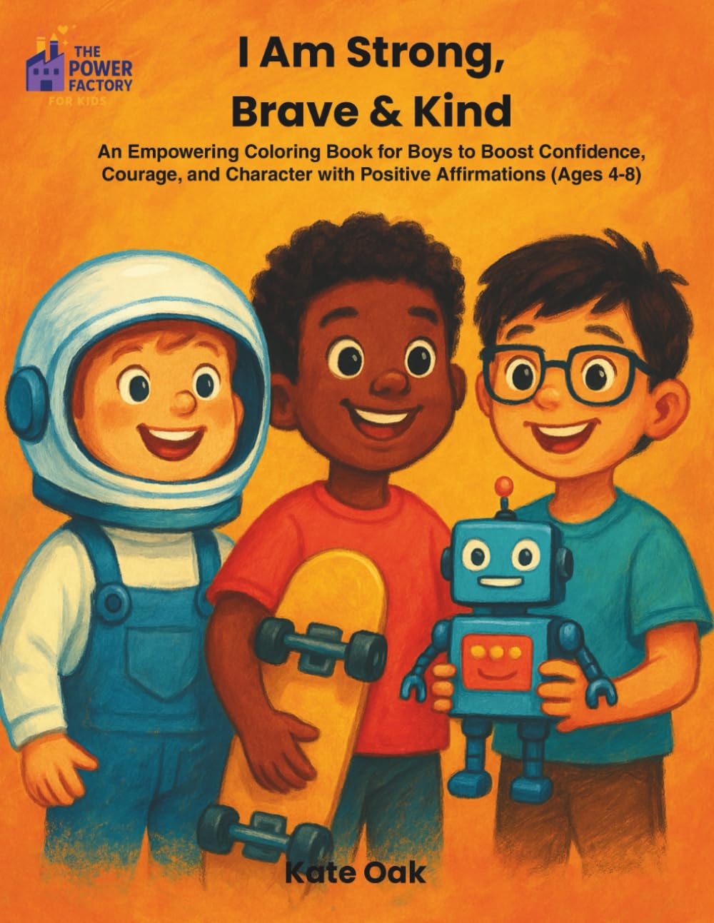 The Power Factory: I Am Strong, Brave & Kind: An Empowering Coloring Book for Boys with Positive Affirmations to Build Strength, Bravery, and Kindness (Ages 4-8)