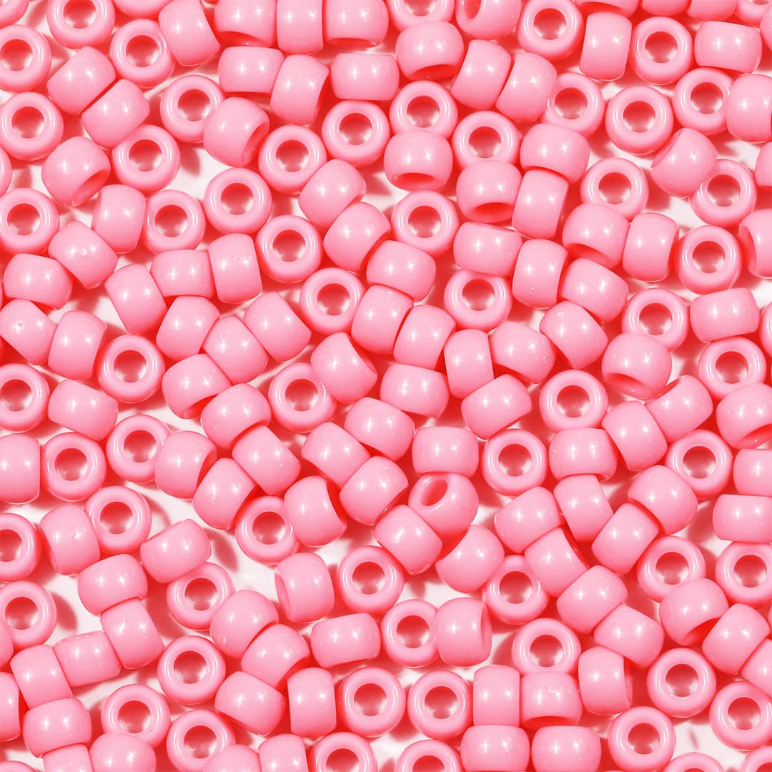 Voomolove 1000 Perline Per Braccialetti, 6 X 9 Mm, Perline Per Trecce Per Capelli, Perline Per Artigianato, Perline In Plastica, Perline Per Capelli Per Trecce, 6 X 9 Mm (Rosa)-image