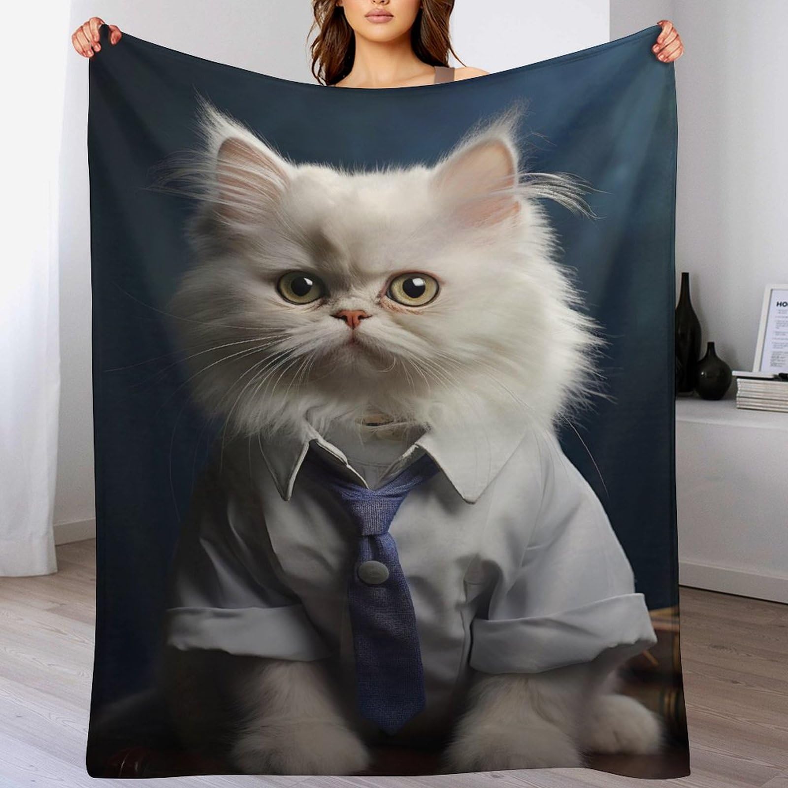 Couverture polaire chat mignon contre le froid pour canapé-lit confortable 150x200cm