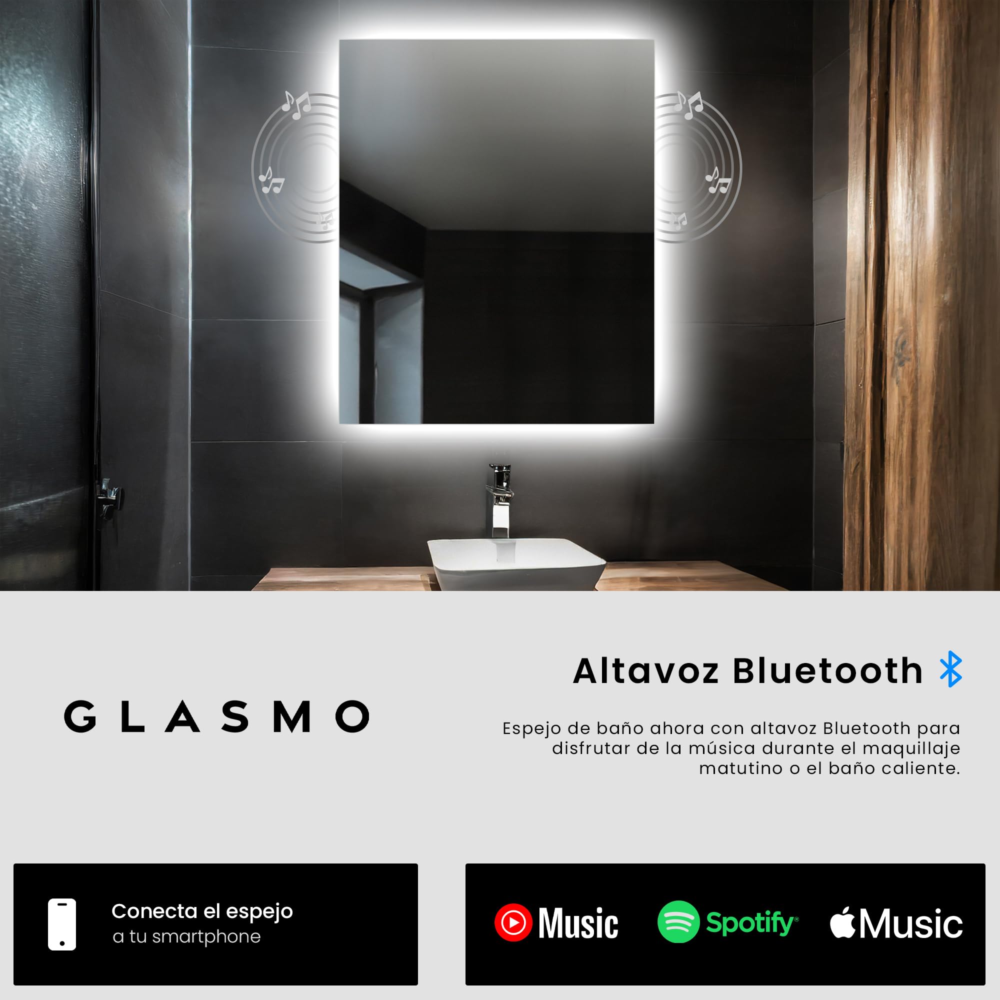 FORAM Espejo de Baño con Iluminación luz LED 120x90 cm Ellie - Personaliza el Espejo de Pared con Accesorios - Diferentes tamaños para Baño - Iluminado, retroiluminación