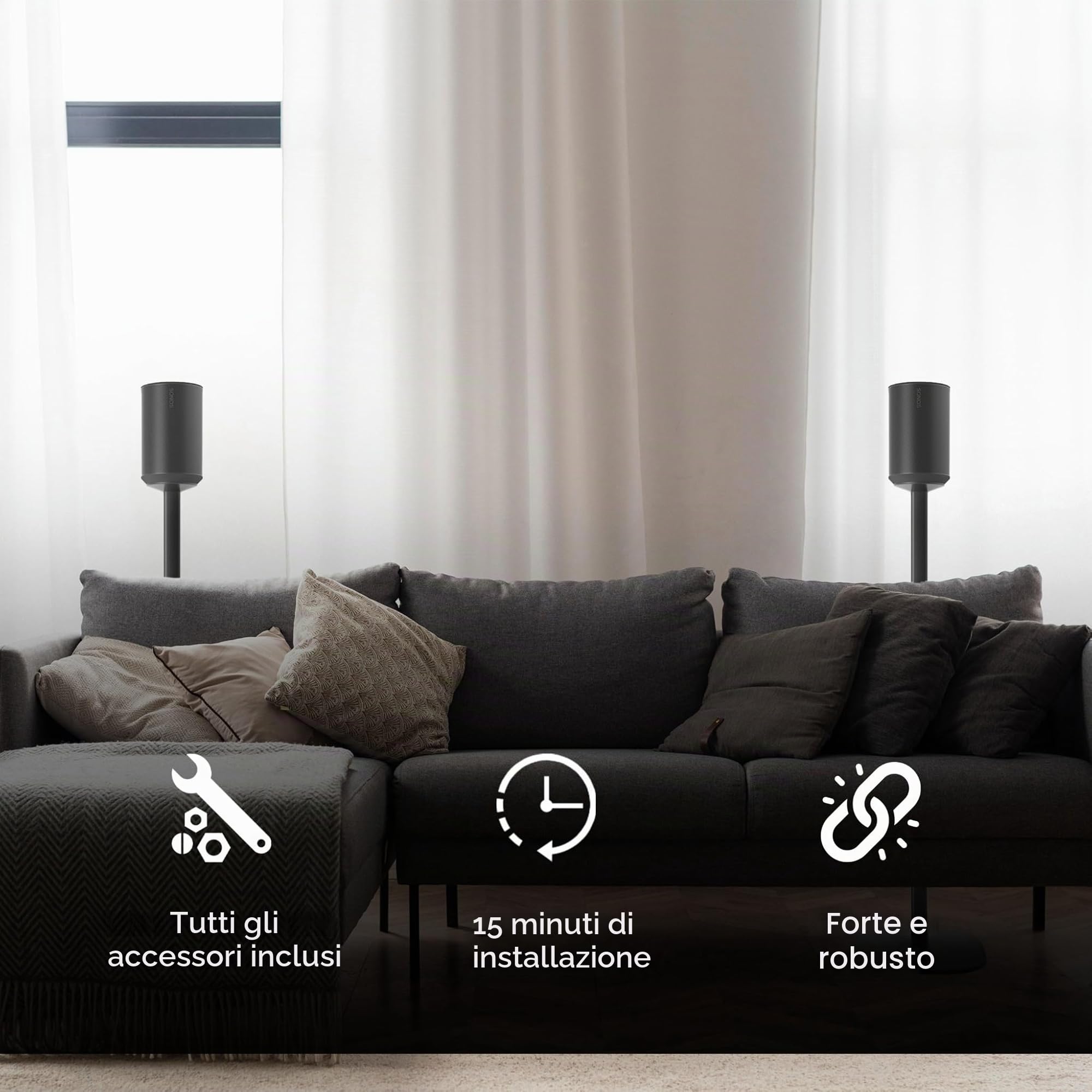 Supporto da Pavimento ERA 100, Doppia Confezione (2pcs), Compatibile con Sonos ERA100, ERA 100 SL, Sonos ONE, Play:1, Nero
