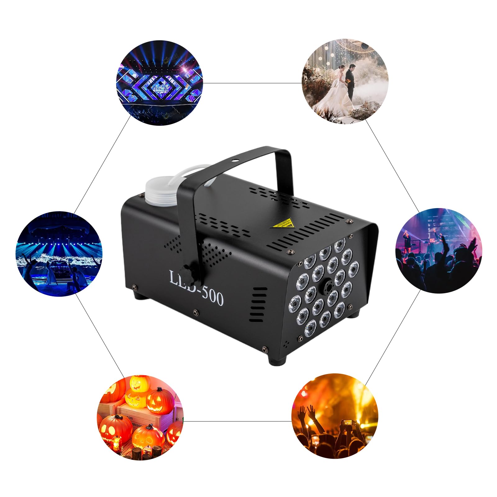 Nebelmaschine, 18 LEDs, RGB, 500 W, Fernbedienung, 2500 CFM, DJ-Szene, EU