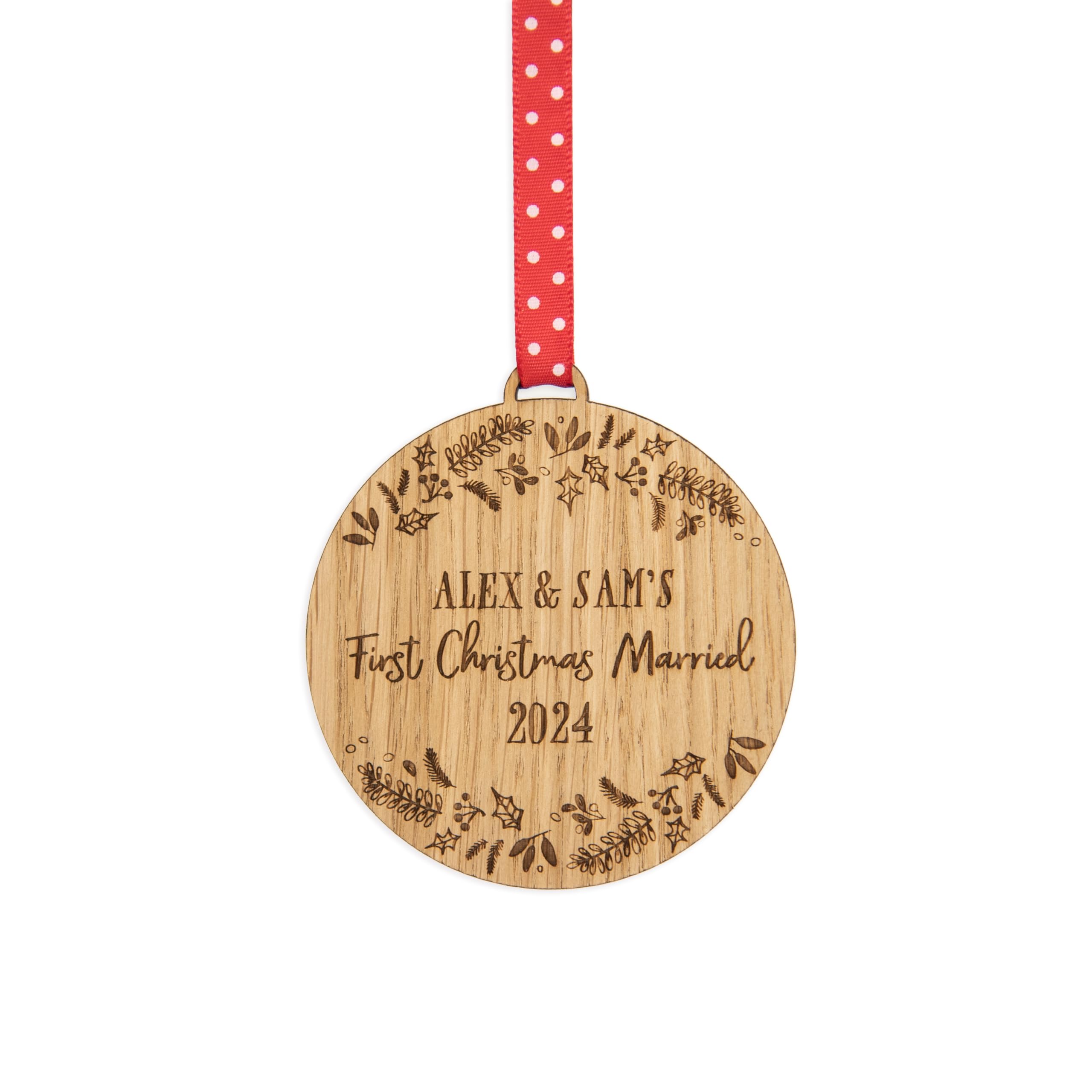 First Christmas Married bauble | Mr and Mrs xmas tree decoration | handmade wooden baubles for him her