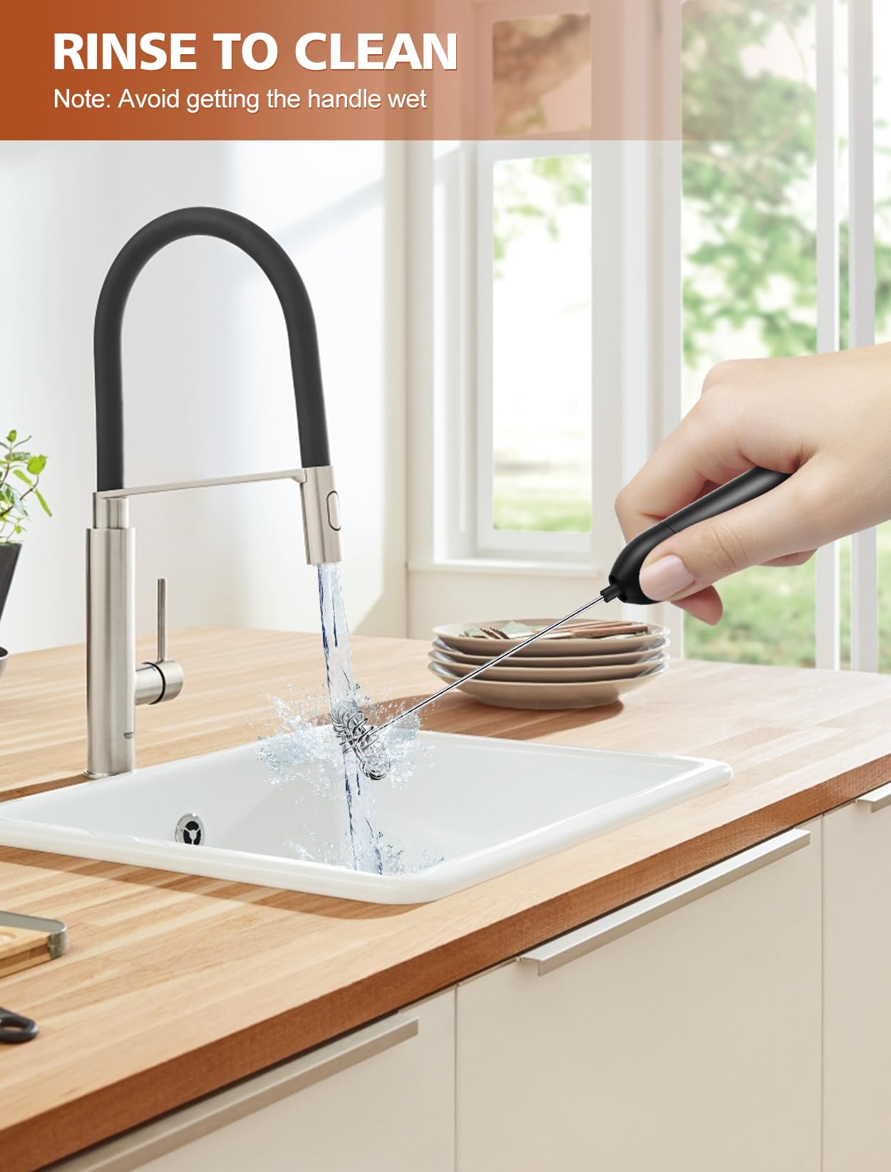 Mousseur à Lait Électrique Inox – 12000 Tr/min, Ultra Puissant, Mini Portable Avec Piles AAA, Parfait Cappuccino, Latte & Matcha