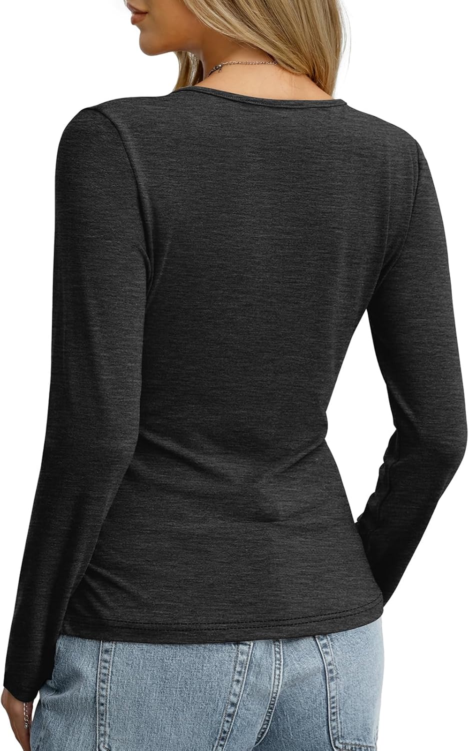 Women's Long Sleeve Deep V Neck Tops Wrap Ruched Slim Fit Shirts Button Side Blouse Sexy Fall Outfits 2025 - Image 5