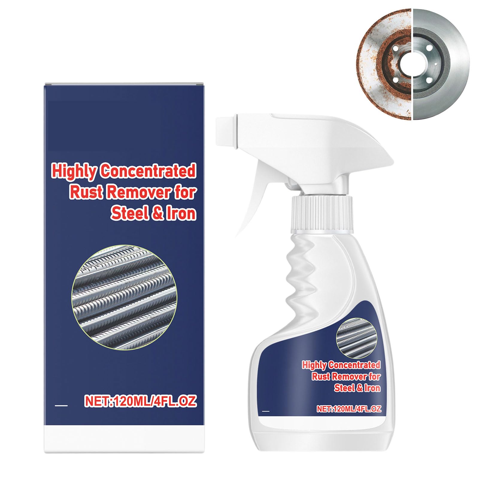 Rostentferner, 120ml Rostentferner Metall, Rostentferner Spray, Stahlrostentferner, Hochleistungs-Rostlöser für Metall, Kraftvoller Rostlöser für Metall und Edelstahl Und Verlängert die Lebensdauer