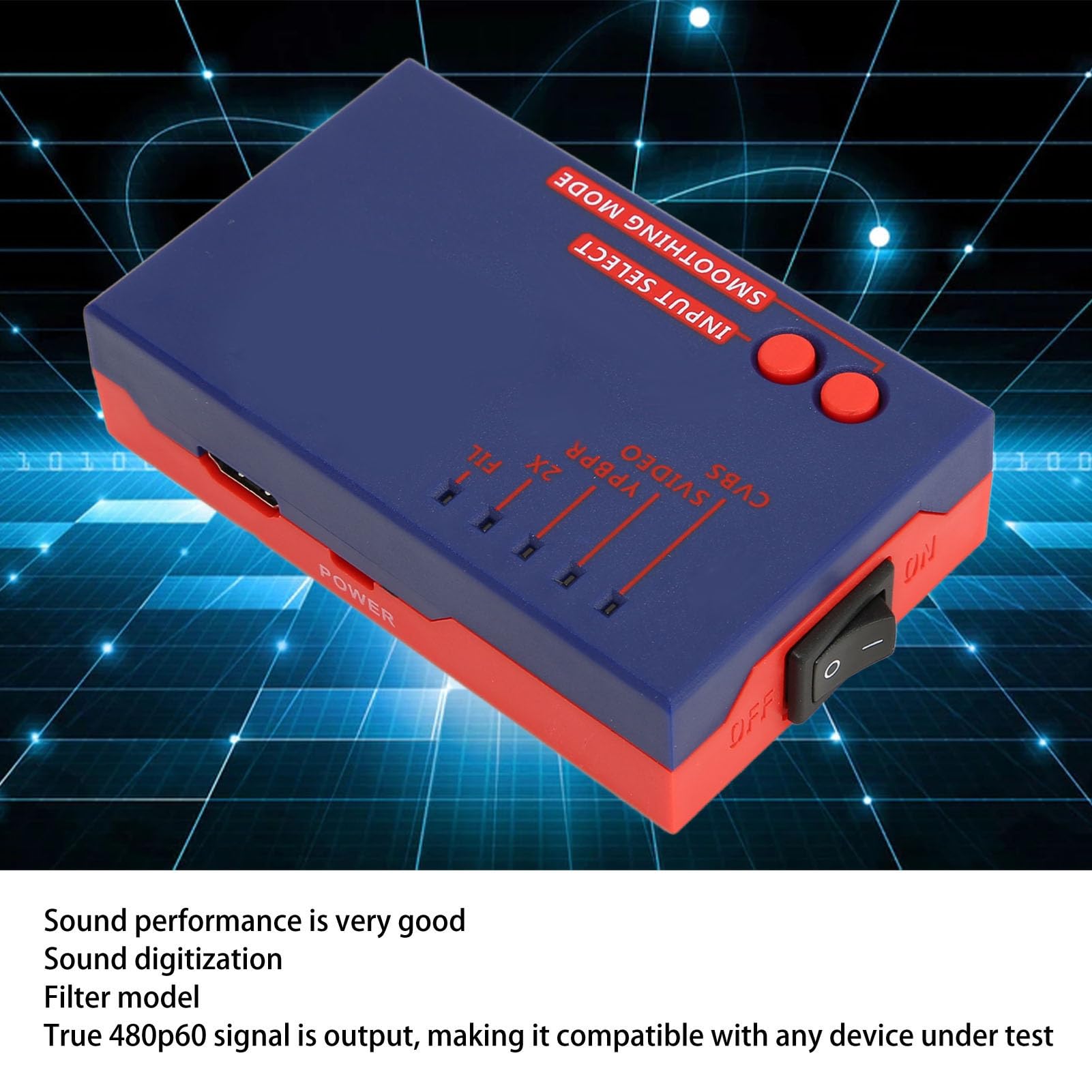 Konverter für Retroscaler 2X, Filtermodus AV zu HD Multimedia-Latenz, Gute Klangleistung, Videospiel-Adapter für Retro-Spiele (Blau)
