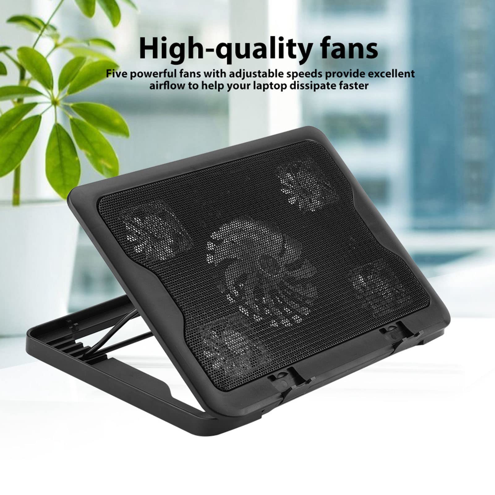 Mingzhe Tappetino di Raffreddamento Portatile Ultra Sottile per Laptop con 5 Ventole Silenziose per Giocatori e Professionisti, Design Ergonomico Alimentato Tramite USB