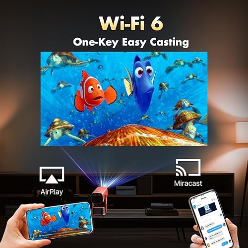 Miniatura 6 de Mini proyector con WIFI y Bluetooth, soporte integrado e inclinación de 270, alcance corto de 3 pies para pantalla de 150 pulgadas, compatible con