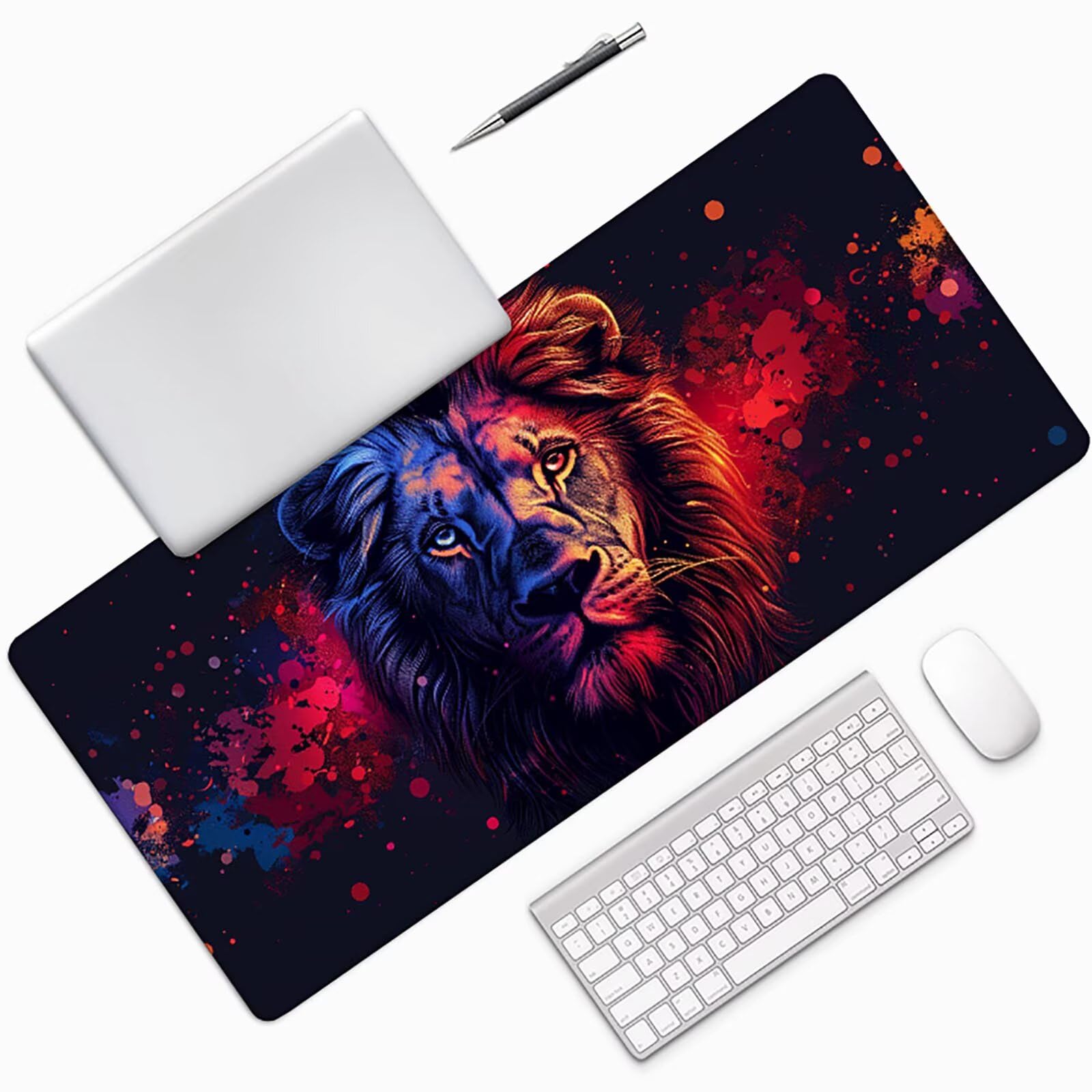 Animale Tappetino Mouse Gaming xxl 1000 x 500 mm, Tappetino Scrivania Rosso Con Bordi Cuciti, Presa Stabile su Superfici Lisce, Impermeabile Antiscivolo Mouse Pad per Gaming Accessori Regalo c2-191