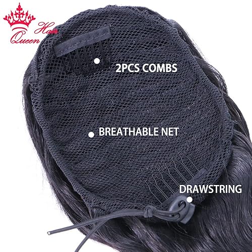 Miniatura 5 de Extensiones de cabello humano con clip en cola de caballo con cordón, cola de caballo brasileña, cola de caballo para mujer, productos Queen Hair