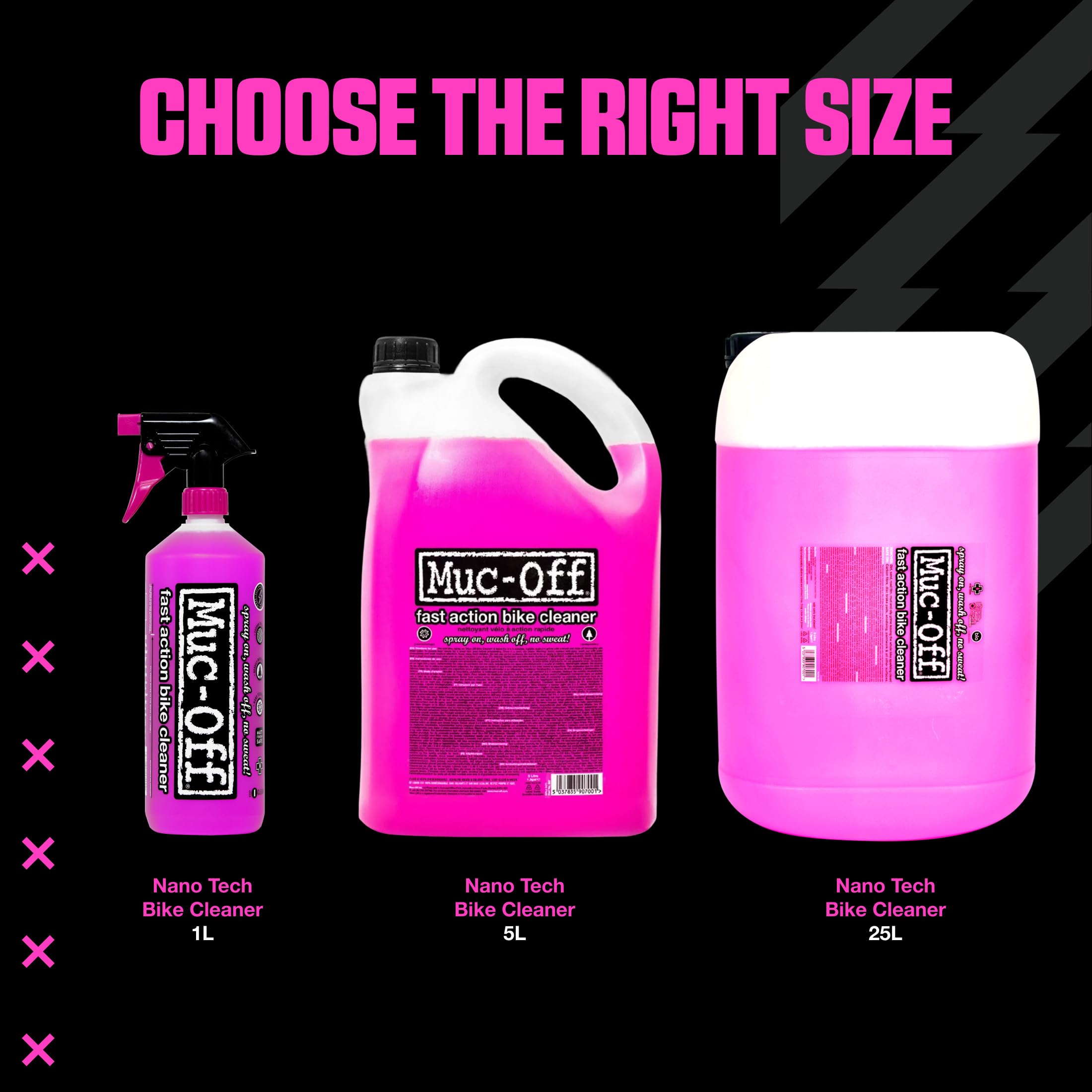 Muc-Off Nano-Tech środek czyszczący do roweru, 25 l, biodegradowalny spray do czyszczenia roweru i odtłuszczania roweru, do rowerów MTB, szosowych, żwirowych, e-rowerów, czarny