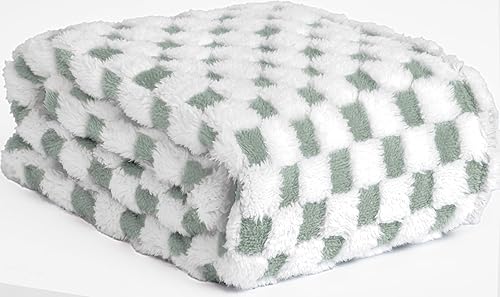 Miniatura 2 de WOLF CREEK BLANKET Manta mullida a cuadros, peso de verano, manta de microfibra suave para sofá y comodidad ligera (50 x 65 pulgadas) (verde salvia)