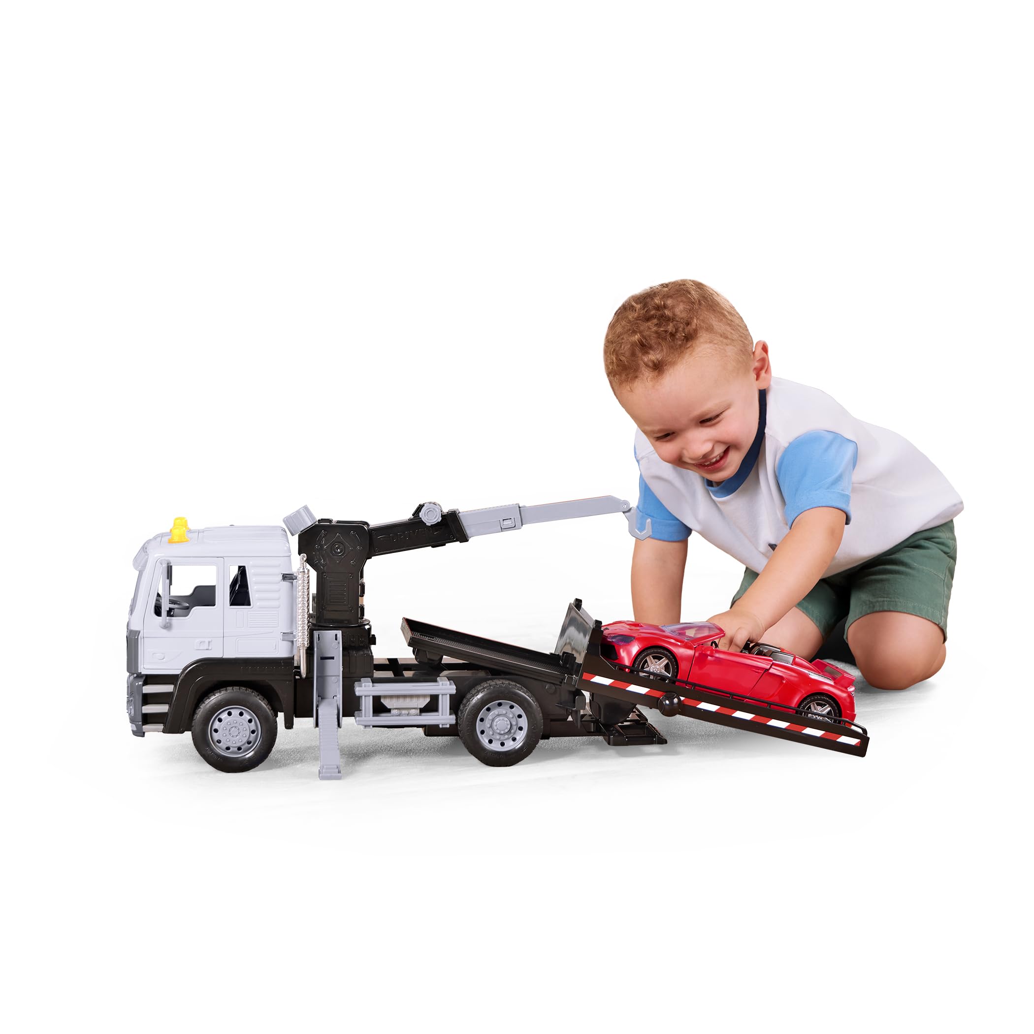 Driven by Battat – Toy Tow Truck for Kids – Rescue Vehicle Toy – Lights & Sounds – Movable Parts – 3 Years + – Tow Truck, 20 inches