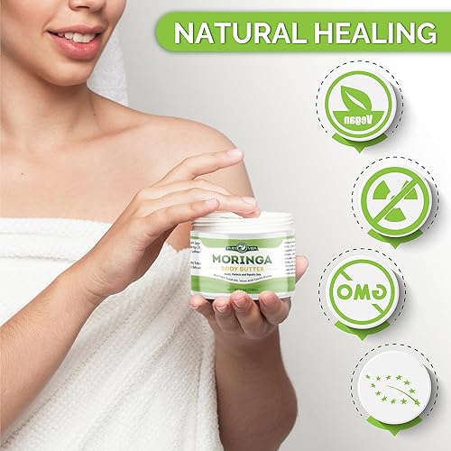 Miniatura 3 de Mantequilla corporal de aceite de moringa 100% naturales para piel seca con vitamina A, C y E - Loción crema de hidratación intensa con karité y