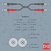 Vista 5 de Hosa CPP-201 Dual 14" TS a Dual 14" TS Cable de interconexión estéreo 14" 3.3 ft