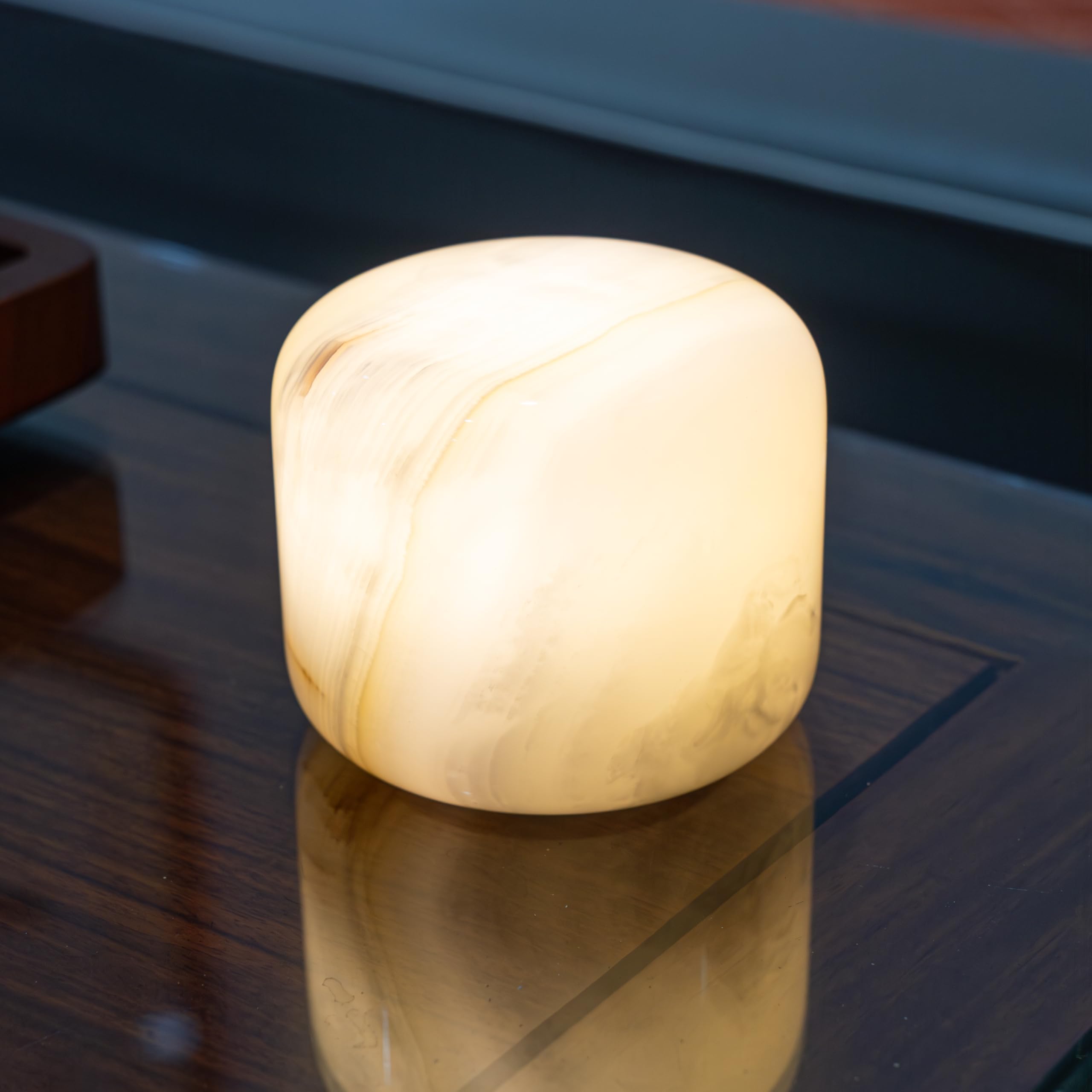 Marmor Lampada da Tavolo in Marmo LED,Abat Jour da Comodino,Lampada da Scrivania Senza Fili,Luce Notturna-Regalo Fidanzata