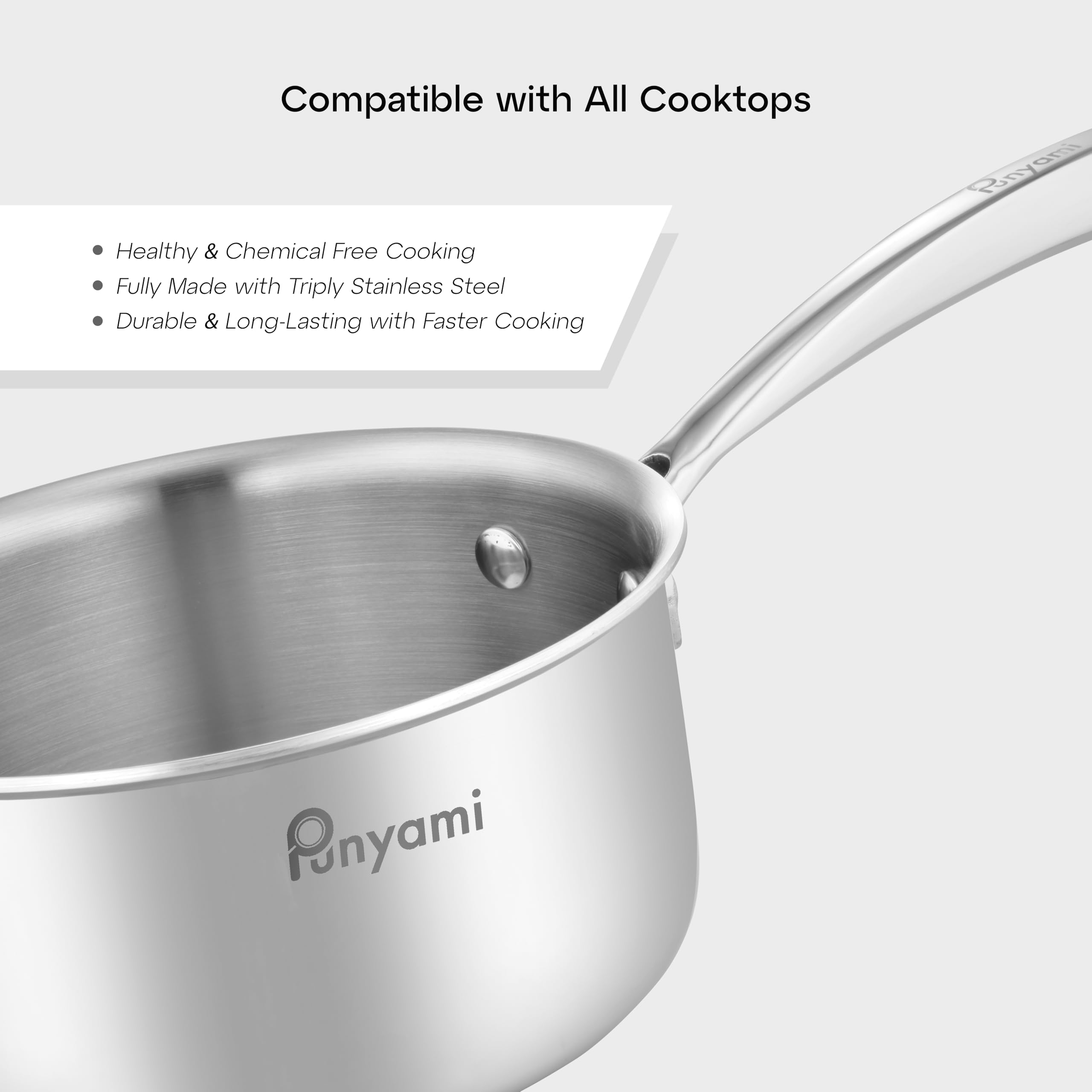 Punyami Triply Stainless Steel Sauce Pan - 1.6L -5