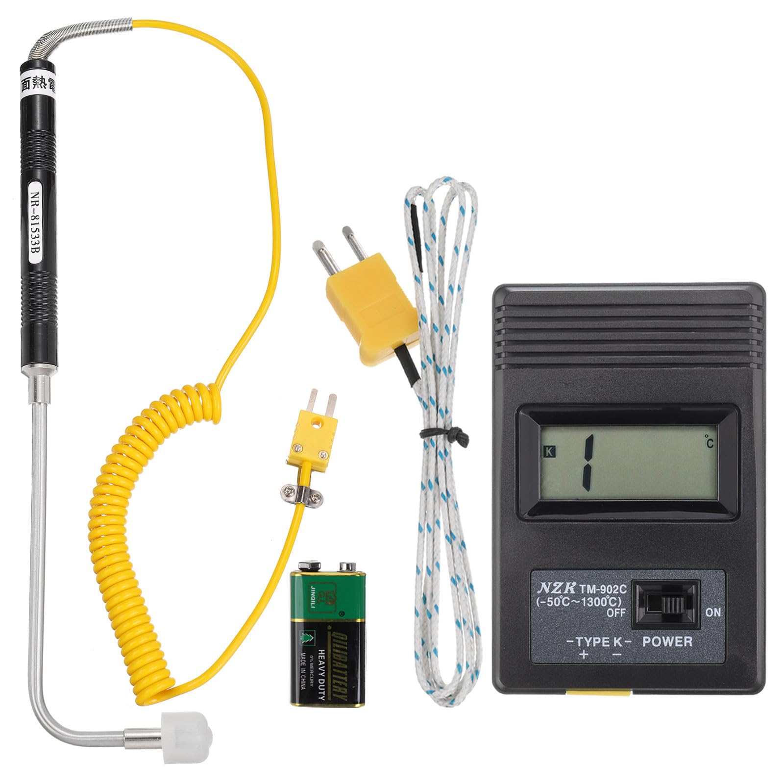 QUARKZMAN Termómetro de Termopar Digital Tipo K, Medidor de Temperatura (-50 A 1300 °C), con Sonda de Termopar de Superficie 81533B