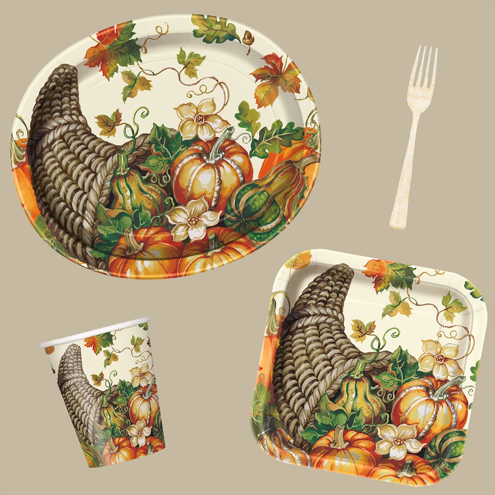 Unique Harvest Pumpkins Paper Oval Plates (Pack of 8) - Vibrant Multicolor Fall-Themed Plates for Thanksgiving & Autumn Festivities